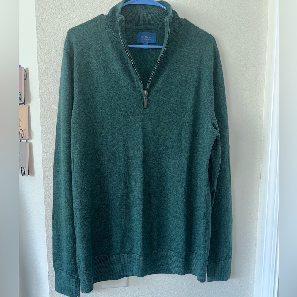 Fairlane Green Knit Zip Up Sweater size L